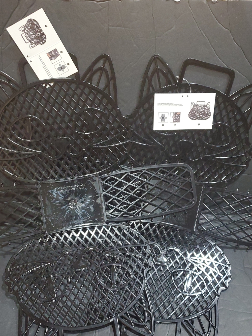 2 pack plastic buildable black cat treats basket brand new